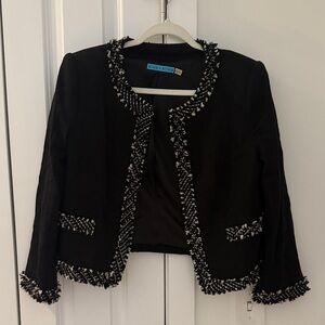 Alice + Olivia Black and White Tweed Blazer
